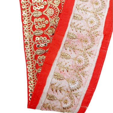 Red Gold Embroidered Lace Trim Sequins Trim 9 Yard Decorative Sari Border Costume Ribbon Crafting Sewing Tape